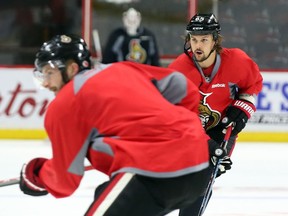 Erik Karlsson of the Ottawa Senators during his team's practice at Canadian Tire Centre, October 13, 2016.  Karlsson had three points and was plus-3 against the Maple Leafs on Wednesday.