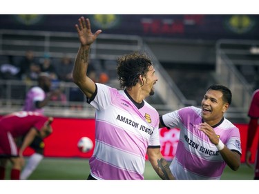 Fort Lauderdale's Amauri celebrates after scoring.