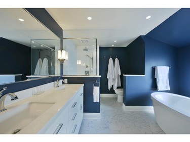 Amsted Design-Build won the 2016 Housing Design Awards in the category of custom bathroom, 100 sq. ft. or less, traditional, for a reimagined ensuite.