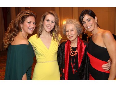 From left, ball patron Sophie Grégoire Trudeau with Ashleigh White, Canadian author Margaret Atwood and award-winning singer-songwriter Chantal Kreviazuk at the inaugural Nature Canada Ball held at the Fairmont Château Laurier on Friday, September 30, 2016.