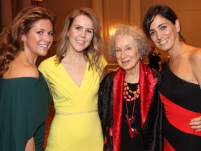 From left, ball patron Sophie Grégoire Trudeau with Ashleigh White, Canadian author Margaret Atwood and award-winning singer-songwriter Chantal Kreviazuk at the inaugural Nature Canada Ball held at the Fairmont Château Laurier on Friday, Sept. 30, 2016.