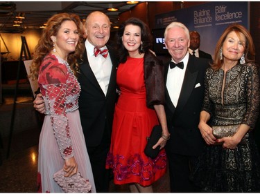 From left, honourary gala chair Sophie Grégoire Trudeau with U.S. Ambassador Bruce Heyman and Vicki Heyman, and her parents, Jean GrÈgoire and  Estelle Blais, at the National Arts Centre on Saturday, October 22, 2016, for the 20th annual NAC Gala for the National Youth and Education Trust in support of the NACís arts education programs across Canada.