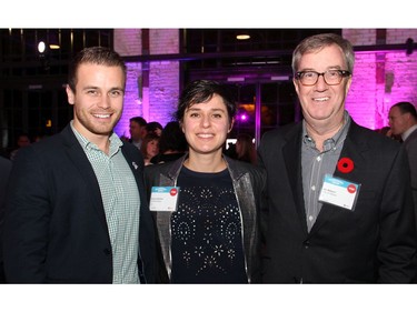 From left, Miran Markovic, special assistant to the mayor, with Anouk Bertner from EcoEquitable and Mayor Jim Watson at Schmoozefest 2016.