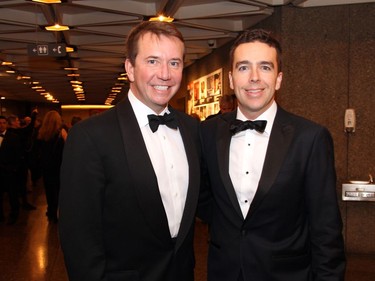 From left, Treasury Board President Scott Brison with his husband, Maxime Saint-Pierre, at the National Arts Centre on Saturday, October 22, 2016, for the 20th annual NAC Gala for the National Youth and Education Trust in support of the NACís arts education programs across Canada.