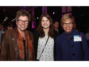 From left, United Way Ottawa vice-president Carole Gagnon with board member Danya Vered, a consultant with StrategyCorp, and Karen Williams from Halogen Software at Schmoozefest 2016, presented by the United Way Ottawa's GenNext volunteer cabinet at the Horticulture Building at Lansdowne Park on Friday, Oct. 28, 2016.