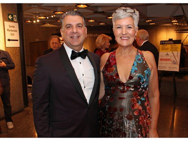 Gala committee chair and EY managing partner Gary Zed, in a tuxedo jacket to match the NAC's purple logo, with Jayne Watson, chief executive of the NAC Foundation, at the National Arts Centre on Saturday, October 22, 2016, for the 20th annual NAC Gala for the National Youth and Education Trust in support of the NACís arts education programs across Canada.