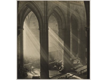 Josef Sudek's Workers Inside St. Vitus Cathedral, Prague, part of a new exhibit of his photographic pieces at the National Gallery of Canada until Feb. 26.