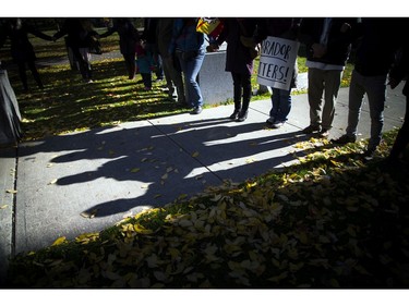 Labrador hunger strikers came to Ottawa to be part of a peaceful vigil organized to support land defenders at Muskrat Falls, where they are trying to stop the flooding of an area they believe will release methyl mercury into the water and soil. Around 200 people gathered, locking arms and circling around the Human Rights Monument.