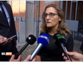 Trade minister Chrystia Freeland "walked out" of talks with Wallonia's prime minister earlier this month.