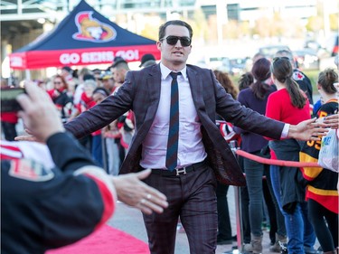 Mark Stone is greeted by the fans on the red carpet as the Ottawa Senators get set to take on the Toronto Maple Leafs in NHL action at the Canadian Tire Centre. Wayne Cuddington/ Postmedia