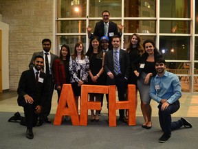 Linxi Mytkolli (second from right) poses with members of Actions for Healthcare at the Envisioning the Future of Healthcare conference on Sept. 18th 2015 at the University of Ottawa. (Photo provided by Linxi Mytkolli)