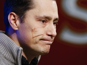 Coach Guy Boucher and others on the Senators coaching staff will be wearing Hockey Fights Cancer ties for Sunday's game in Edmonton. It has been announced that goalie Craig Anderson's wife, Nicholle, has been disagnosed with cancer. 'We want to show that we’re together with them,' Boucher said.