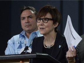 ssembly of First Nations National Chief Perry Bellegarde looks on as First Nations Child and Family Caring Society Caring Society Executive Director Cindy Blackstock speaks.