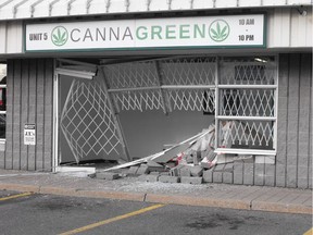 Pictures of CannaGreen marijuana dispensary. Oct. 14  a truck allegedly drove through the front door.