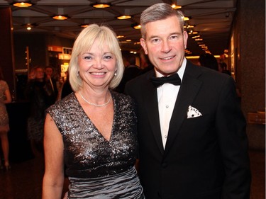 PwC managing partner Carol Devenny, former chair of the NAC Gala, with her husband, KPMG regional managing partner Grant McDonald, board member with the NAC Foundation, at the National Arts Centre on Saturday, October 22, 2016, for the 20th annual NAC Gala for the  National Youth and Education Trust in support of the NACís arts education programs across Canada.