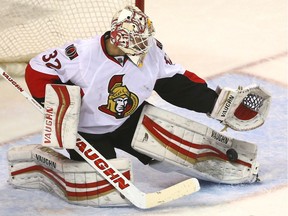 Chris Driedger remains at the Ottawa Senators' training camp after a strong showing so far.