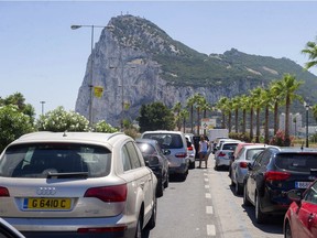This 2013 photo shows motorists queuing at the border crossing between Spain and Gibraltar.