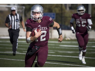 Gee-Gees QB Derek Wendel finds some running room.