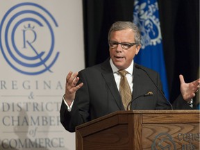 Saskatchewan Premier Brad Wall during a speech on climate change to the Regina Chamber of Commerce at the Conexus Arts Centre in Regina, Saskatchewan on Tuesday, October 18, 2016. Wall spoke about his concerns about the Trudeau government's national carbon tax plan.