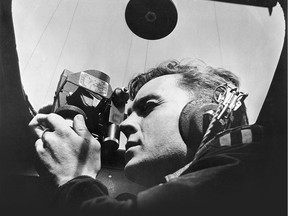 A breakthrough in casting plastic on the eve of World War II made possible the Plexiglas "astrodome"--an observation bubble. This is a navigator using a sextant, date unknown.