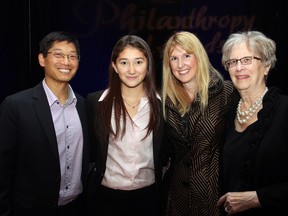 Alyssa Chow, who was named this year's Outstanding Youth with her brother Jonathan, attended the AFP Ottawa Philanthropy Awards Dinner with her father, Ottawa cardiologist Ben Chow, mother Nancy Chow, and grandmother Carol Ann Waterman on Thursday, November 17, 2016.