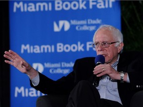 Senator Bernie Sanders speaks about his new book, 'In Our Revolution: A Future to Believe in,' during 'An Evening with Bernie Sanders' at the 2016 Miami Book Fair at Miami Dade College in Miami, Florida.  Featuring: Bernie Sanders Where: Miami, Florida, United States When: 19 Nov 2016 Credit: Johnny Louis/WENN.com ORG XMIT: wenn30482939