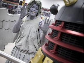 Angela Beking dressed as a Weeping Angel and Dalek Clifton at the Ottawa Comiccon holiday edition that was on at the EY Centre Sunday, Nov. 27, 2016.