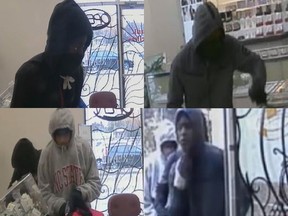 Ottawa police are seeking four suspects in connection with two jewelry store smash-and-grab robberies Oct. 27 and Oct. 28.