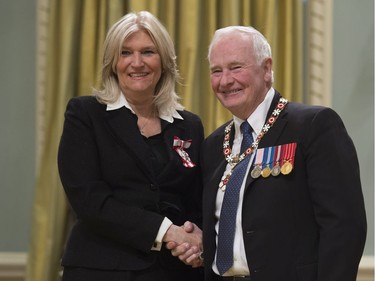 Governor General David Johnston invests Johanne Berry, of Montreal, as a Member of the Order of Canada during a ceremony at Rideau Hall in Ottawa, Thursday, November 17, 2016.