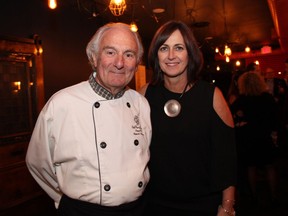Dinner coordinator and retired chef Robert Bourassa (formerly Café Henry Burger) with Shepherds of Good Hope president and CEO Deirdre Freiheit at the Grinch Dinner, held at Table 40 at Fraser Café in New Edinburgh on Wednesday, November 23, 2016 in support of the non-profit organization that helps homeless men and women throughout our city.