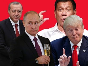 Donald Trump, Vladimir Putin, Recep Erdogan and Rodrigo Duterte AFP/AP/Postmedia