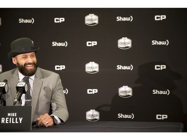 Edmonton Eskimos quarterback Mike Reilly spoke at a press conference at TD Place.