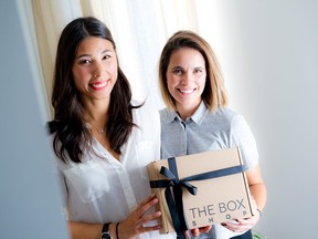 Accountants and good friends Nadine Atkinson, left, and Geneviève Cholette have launched The BoxShop, an online gift-box company featuring Canadian products. The boxes come in two sizes ($60 and $100) and are ideal for any special occasion.