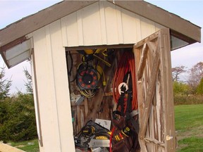 Steve Maxwell's old outhouse is gone but not forgotten. Here it is after Steve got indoor plumbing, when the space was used as a small, tall toolshed.