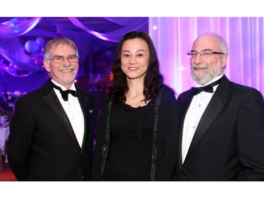 From left, Dr. Duncan Stewart (Grimes Research Career Achievement Award), Dr. Zhaohong (Tina) Qin (Worton Researcher in Training Award) and Dr. Harold Atkins (ChrÈtien  Researcher of the Year Award) were honoured at The Ottawa Hospital Gala held Saturday, November 5, 2016, for their outstanding research.