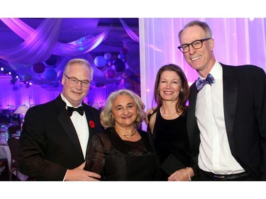 From left, Dr. Jack Kitts, president and CEO of The Ottawa Hospital, and his wife, Lian Kitts, with Laura Hope and her husband, Dr. Phil Wells, chair and chief of the department of medicine at The Ottawa Hospital and the University of Ottawa, at The Ottawa Hospital Gala held at The Westin Ottawa on Saturday, November 5, 2016.