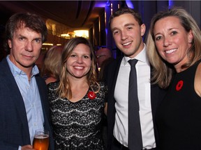 From left, film producer Mike Downie with Carrie Patterson with charity and youth empowerment movement WE, Mitch Kurylowicz and his mother, Lynda, at the Project Jenga Gala Dinner held at the Canadian Museum of History on Tuesday, November 8, 2016.