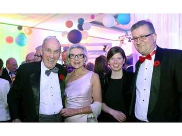 From left, Frank McArdle and his wife, Supreme Court Chief Justice Beverley McLachlin, with Hilary Phenix and gala committee member Randy Marusyk, MBM Intellectual Property Law, at The Ottawa Hospital Gala held Saturday, November 5, 2016.