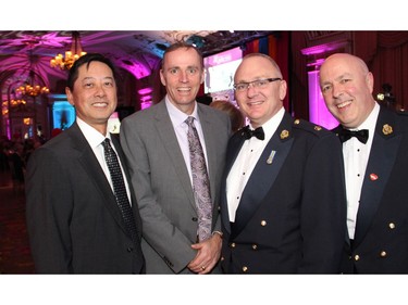 From left, Ottawa Police Service director Randy Mar, Insp. Murray Knowles, Supt. Scott Nystedt and Acting Supt. Mark Ford at the Canadian Tire Snowsuit Fund Gala held at the Fairmont Chateau Laurier on Saturday, November 12, 2016.