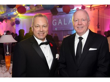 From left, Tim Kluke, president and CEO of The Ottawa Hospital Foundation, with general manager Ian Downie from presenting sponsor Nordion at The Ottawa Hospital Gala held at The Westin Ottawa on Saturday, November 5, 2016.