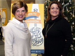 From left, Tracy Rait-Parkes from the non-profit, family-run Taggart Parkes Foundation with Hopewell Eating Disorder Support Centre executive director Jody Brian at the Folk 'n' Fashion fundraiser held at the Shenkman Arts Centre on Wednesday, November 23, 2016.