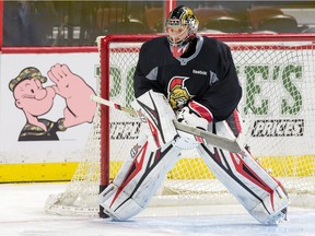 Goalie Craig Anderson is expected to start in nets as the Ottawa Senators practice on game day before meeting the Carolina Hurricanes.