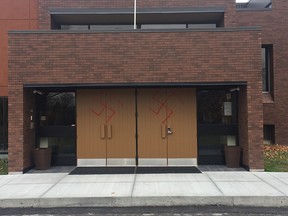 Ottawa police investigating after a Swastika spray-painted on door at Machzikei Hadas synagogue on Virginia Drive this morning.
