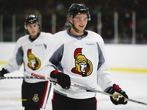 Logan Brown is seen at the Ottawa Senators development camp in July 2016. The injured Windsor Spitfire will stay in Ottawa and rehab with the NHL team.