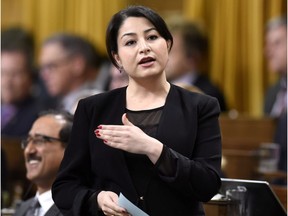 Minister of Democratic Institutions Maryam Monsef rises during Question Period in the House of Commons, in Ottawa on Thursday, Nov. 17, 2016.