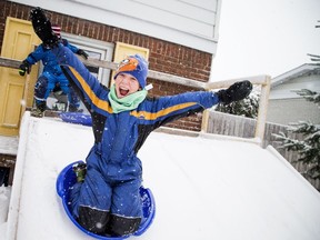 Ten year old Andre Hammond was excited get his toboggan out and test the ramp built in his front yard by his father and grandfather.