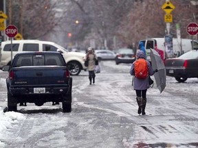 The freezing rain is expected to start late in the morning on Monday.