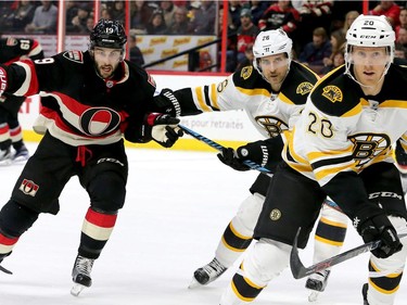 Ottawa's Derick Brassard races for the puck in Boston's end during second-period action of the Ottawa Senators matchup against the Boston Bruins Thursday (Nov.4, 2016) at Canadian Tire Centre in Ottawa Julie Oliver/Postmedia