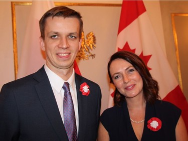 Polish Chargé d'Affaires ?ukasz Weremiuk and his wife Alicja, hosted a national independence day reception at the embassy Nov. 10.