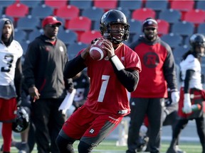 QB Henry Burris winds up for a pass. Ottawa Redblacks practice at TD Place Friday in advance of their matchup against Edmonton for the CFL East Final this Sunday.